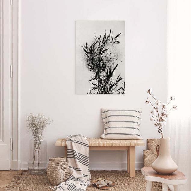 Obrazy do salonu Graficzny świat roślin - Czarny bambus
