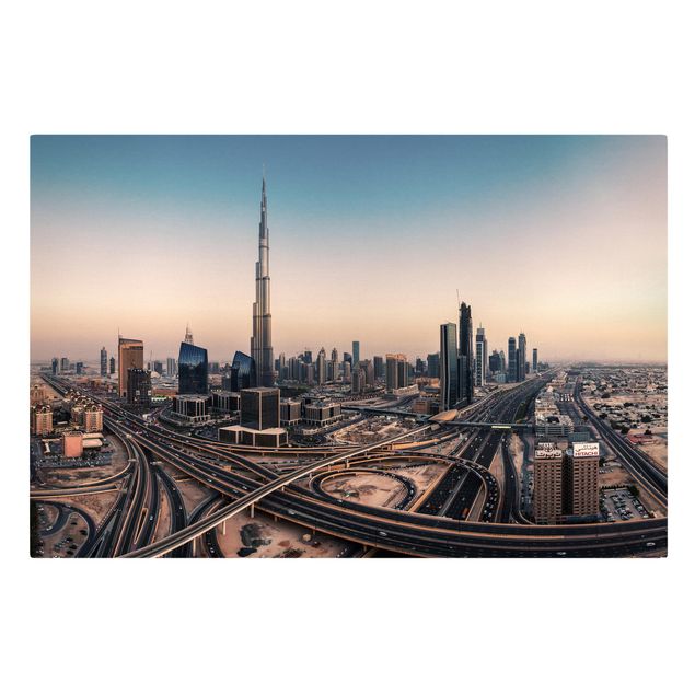Obrazy do salonu nowoczesne Wieczorna atmosfera w Dubaju
