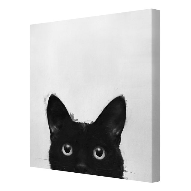 Obrazy na płótnie kot Ilustracja czarnego kota na białym obrazie