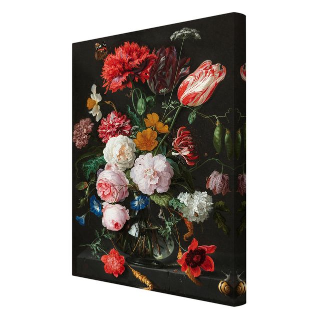 Retro obrazy Jan Davidsz de Heem - Martwa natura z kwiatami w szklanym wazonie