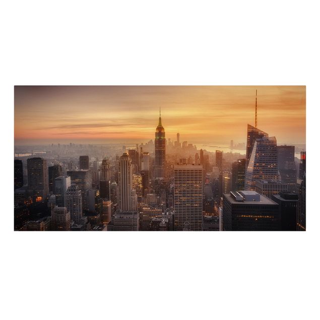 Nowy Jork obrazy Manhattan Skyline Wieczorny nastrój