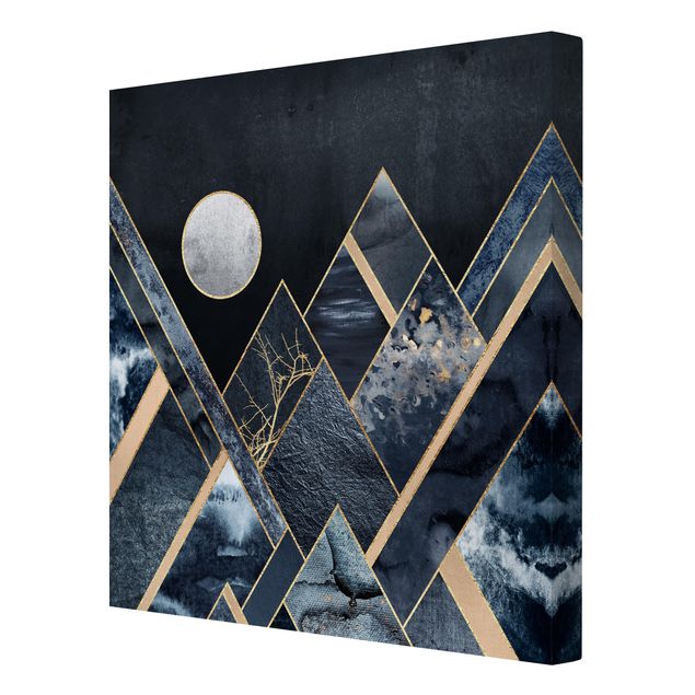 Obrazy z górami Złoty księżyc abstrakcyjne czarne góry