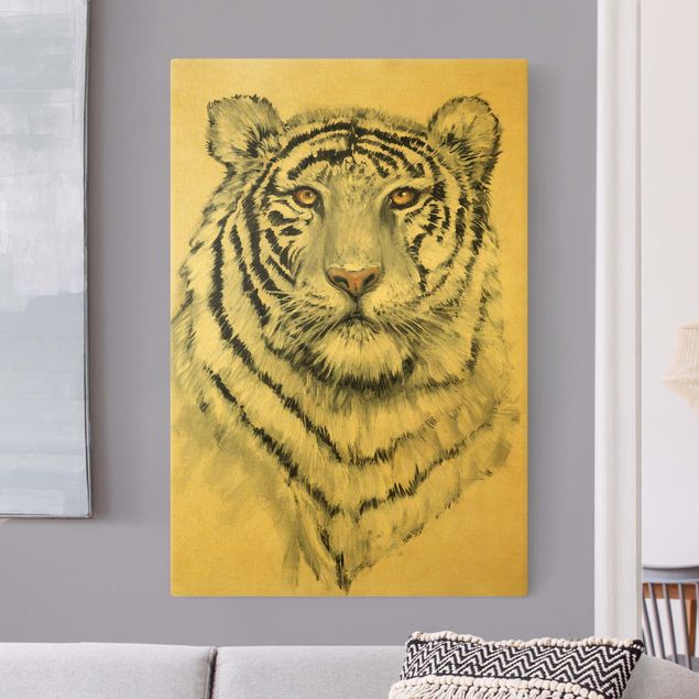 Obrazy do salonu Portret białego tygrysa I