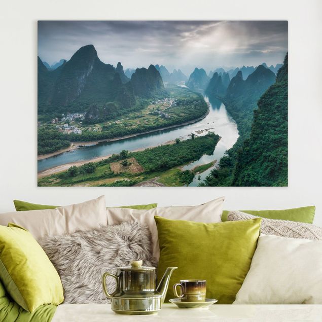 Obrazy na płótnie Azja Widok z doliny na rzekę Li