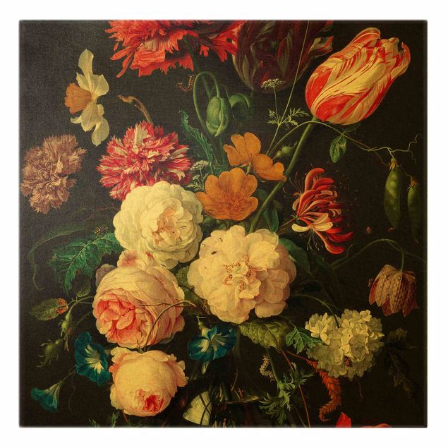 Vintage obrazy Jan Davidsz de Heem - Martwa natura z kwiatami w szklanym wazonie