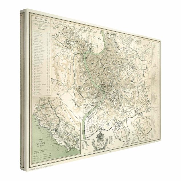 Obrazy retro Mapa miasta w stylu vintage Rzym antyk