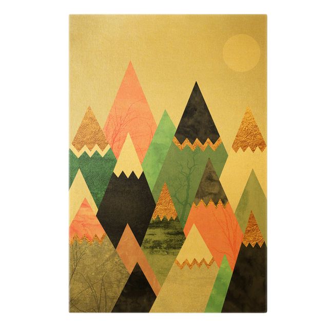 Obrazy nowoczesny Góry trójkątne ze złotymi iglicami