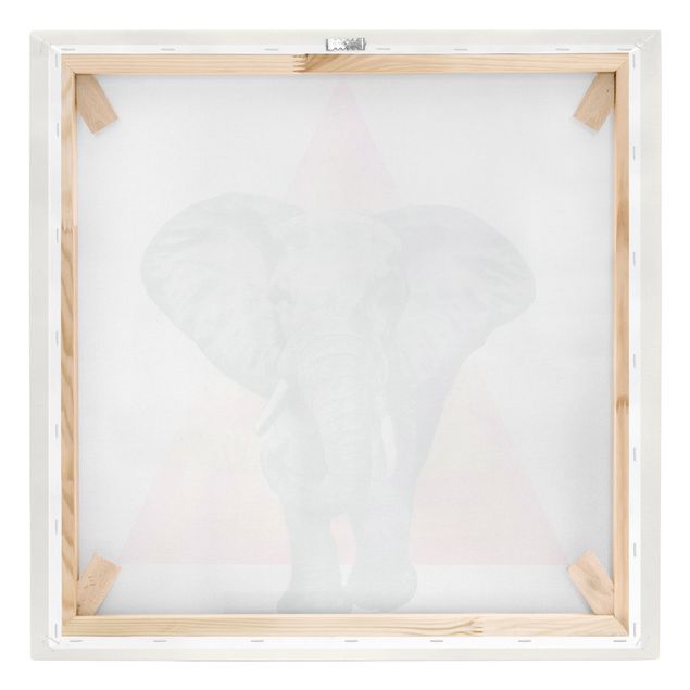 Obrazy kolorowe Ilustracja przedstawiająca słonia na tle trójkątnego obrazu