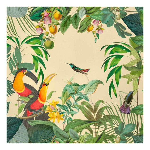 Obrazy vintage Kolaże w stylu vintage - Ptaki w dżungli