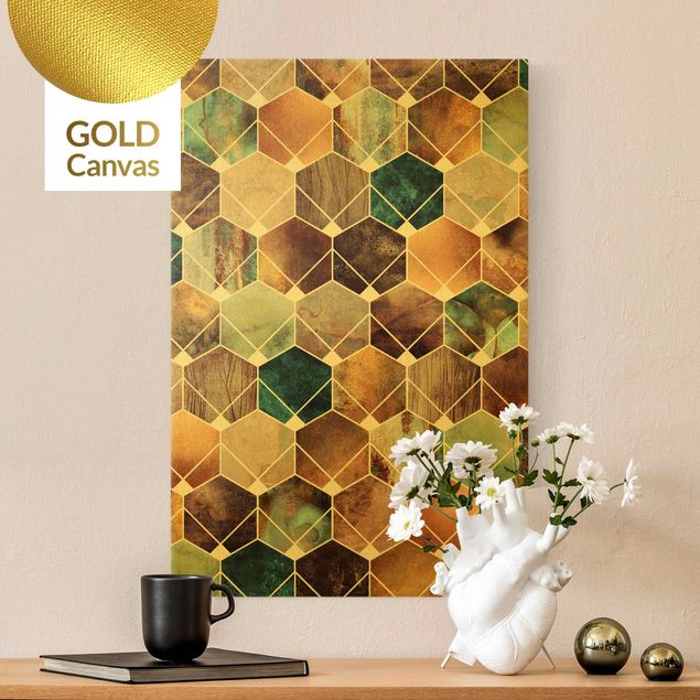 Dekoracja do kuchni Złotoen Geometry - turkusowy Art Deco