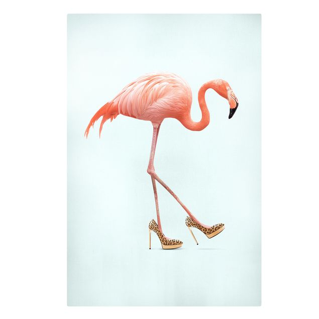 Obrazy ptaki na płótnie Flamingo na wysokich obcasach