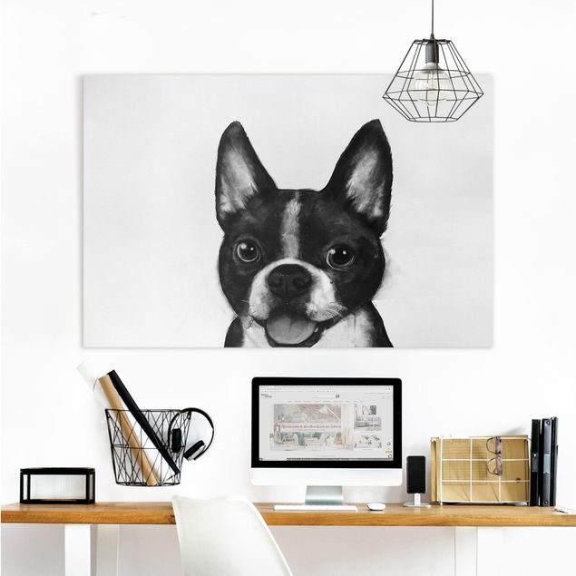Dekoracja do kuchni Ilustracja pies Boston czarno-biały Painting