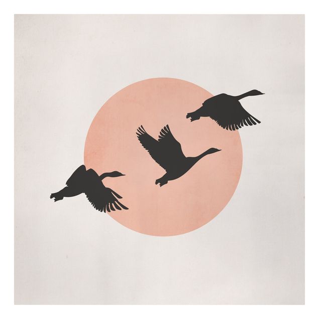 Obrazy zwierzęta Ptaki na tle różowego słońca III