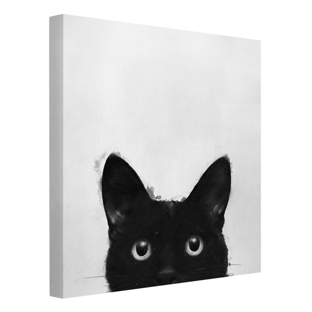 Koty obrazy Ilustracja czarnego kota na białym obrazie