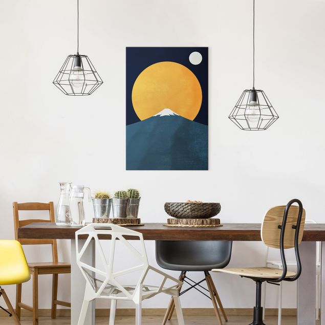 Obrazy nowoczesny Słońce, księżyc i góry