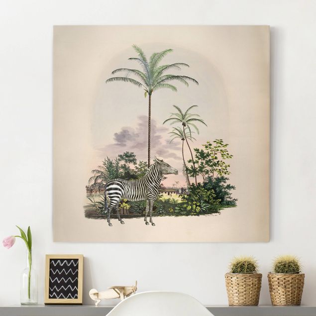 Dekoracja do kuchni Zebra na tle palm ilustracja