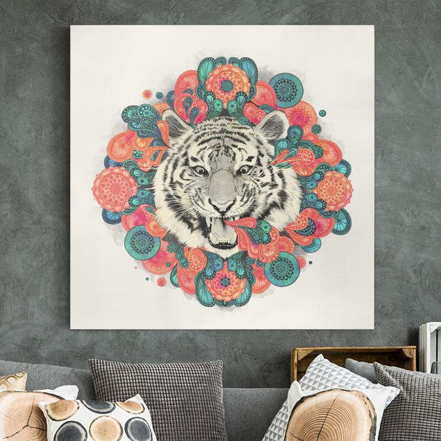 Artystyczne obrazy Ilustracja tygrysa Rysunek mandala paisley