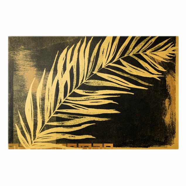 Obrazy na ścianę List palmowy w czerni i złocie