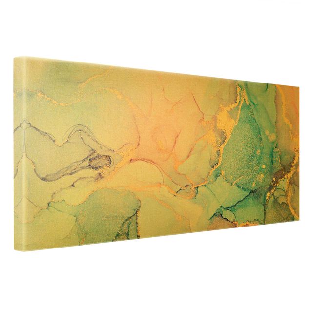 Złoty obraz na płótnie - Akwarela Pastelowe kolory z dodatkiem złota