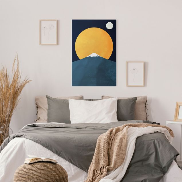 Nowoczesne obrazy do salonu Słońce, księżyc i góry