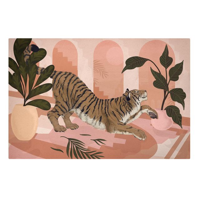 Obraz z tygrysem Ilustracja tygrysa w pastelowym różowym malarstwie