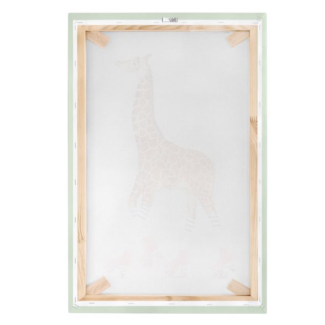 Zielony obraz Żyrafa na wrotkach