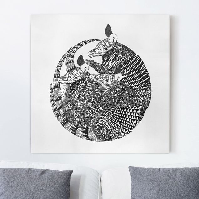 Laura Graves Art obrazy Ilustracja Armadillos czarno-biały Pattern