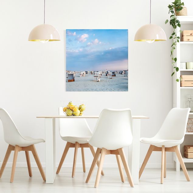Obrazy do salonu Krzesła plażowe nad Morzem Północnym
