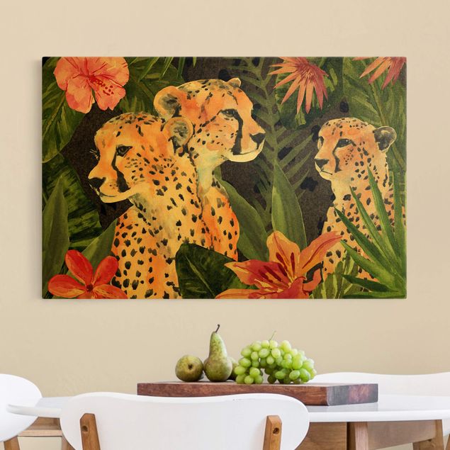 Obrazy do salonu Trio gepardów w dżungli