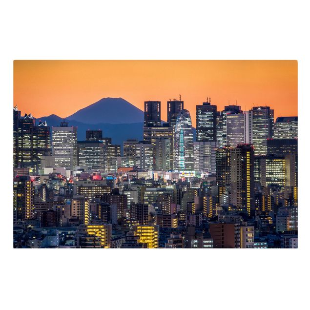 Obrazy na płótnie Tokio Tokio z górą Fuji wieczorem