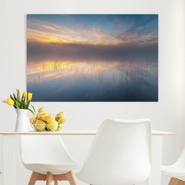Nowoczesne obrazy do salonu Wschód słońca Jezioro Szwedzkie