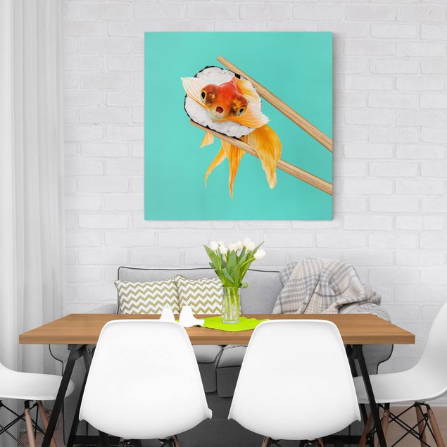 Zwierzęta obrazy Sushi z złotą rybką