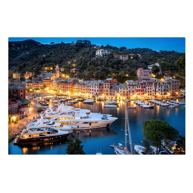 Obrazy na płótnie Włochy Noc w porcie Portofino