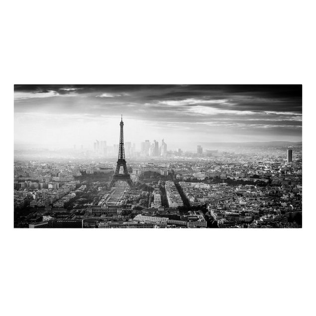Obrazy na płótnie Paryż Wieża Eiffla z góry, czarno-biała