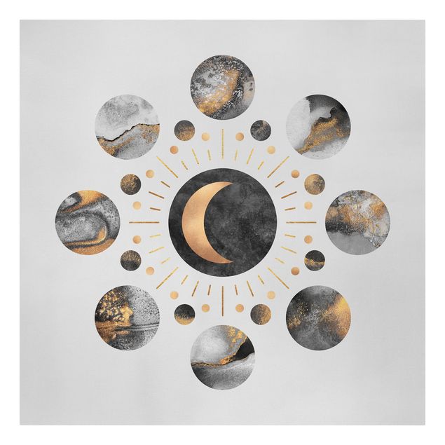 Obrazy na szkle abstrakcja Fazy księżyca Abstrakcyjne złoto