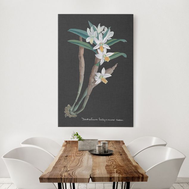 Dekoracja do kuchni Biała orchidea na lnie I