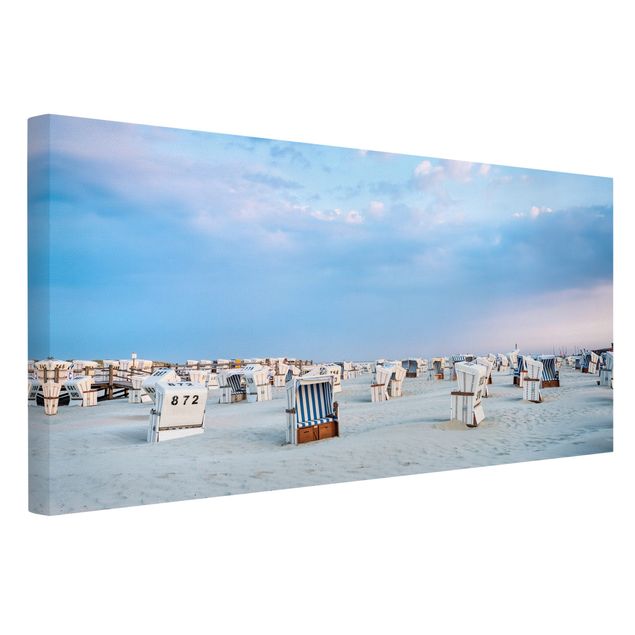 Obrazy morze Krzesła plażowe nad Morzem Północnym