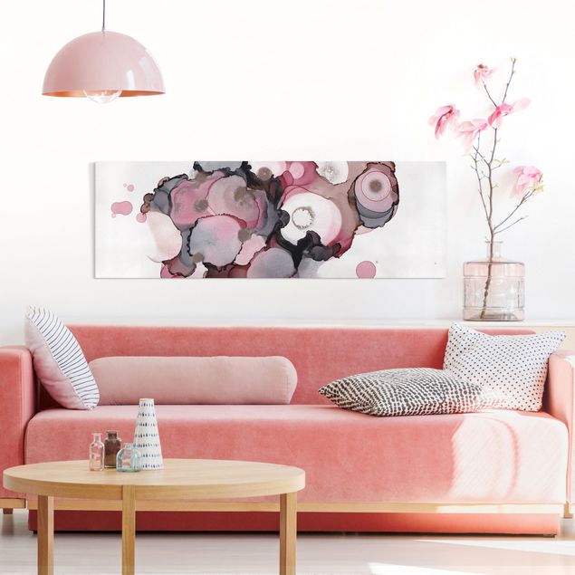 Nowoczesne obrazy do salonu Krople różowego beżu z różowym złotem