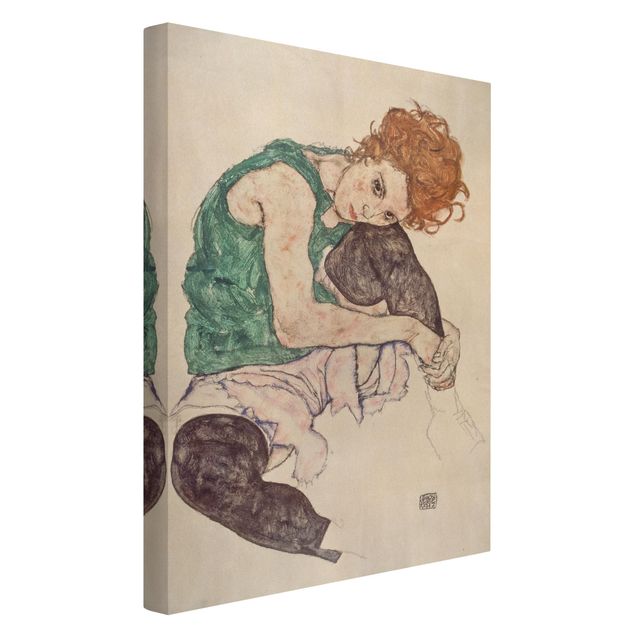 Obrazy nowoczesne Egon Schiele - Siedząca kobieta z podniesionym kolanem