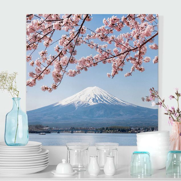 Obrazy Azja Kwiaty wiśni z górą Fuji