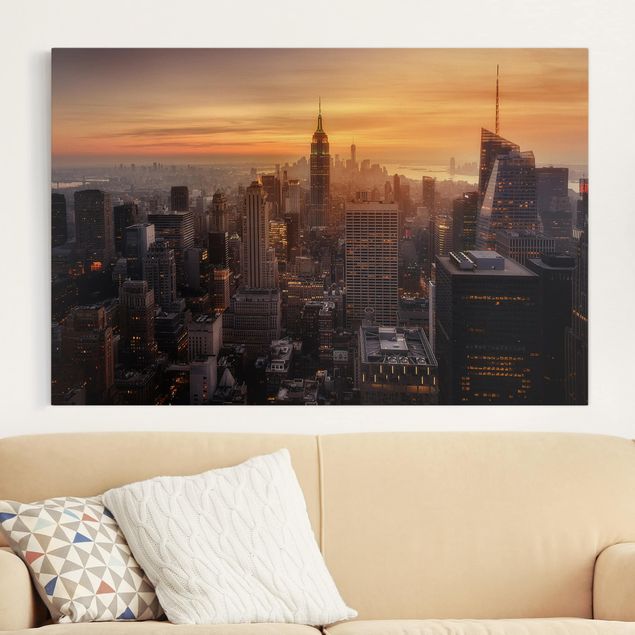Obrazy na płótnie Ameryka Manhattan Skyline Wieczorny nastrój