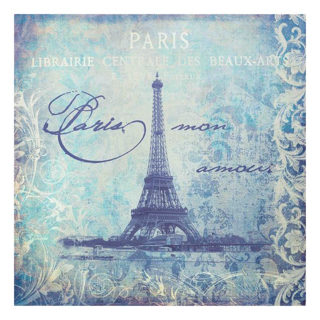 Obrazy retro Kolaż w stylu vintage - Paris Mon Amour