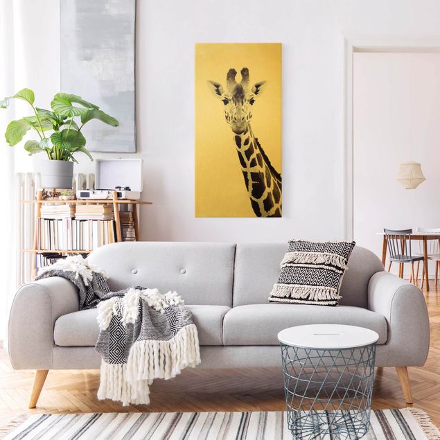 Obrazy nowoczesne Portret żyrafy w czerni i bieli