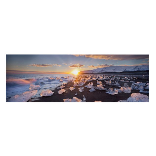 Obrazy krajobraz Lodowe kawałki na plaży Islandia