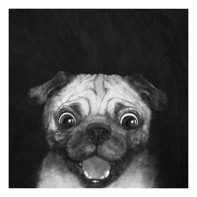 Obrazy pies Ilustracja pies Pug malarstwo na czarno-biały
