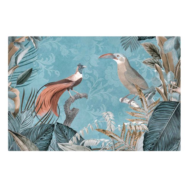 Obrazy retro Kolaż w stylu vintage - rajskie ptaki