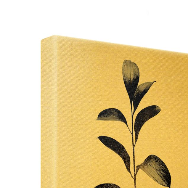 Obrazy drukowane na płótnie Graficzny świat roślin - złoto i szarość