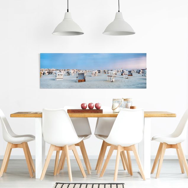 Obrazy nowoczesne Krzesła plażowe nad Morzem Północnym