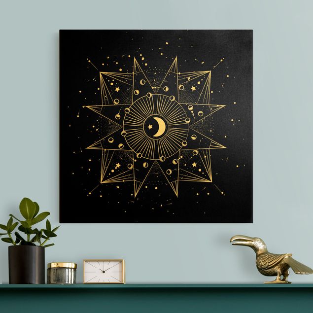 Nowoczesne obrazy do salonu Astrologia Księżyc Magia czerni