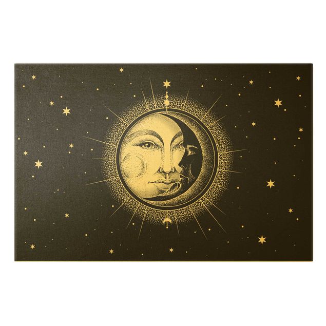 Obrazy Ilustracja słońca i księżyca w stylu vintage
